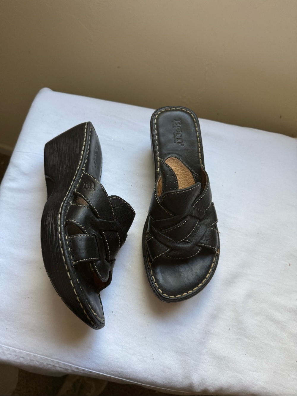 🖤 Born Leather Platform Slide Sandals 🖤 Size 7